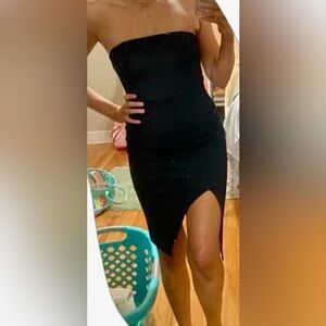 Lulu's | Finders Keepers Lucie Black Strapless Dress